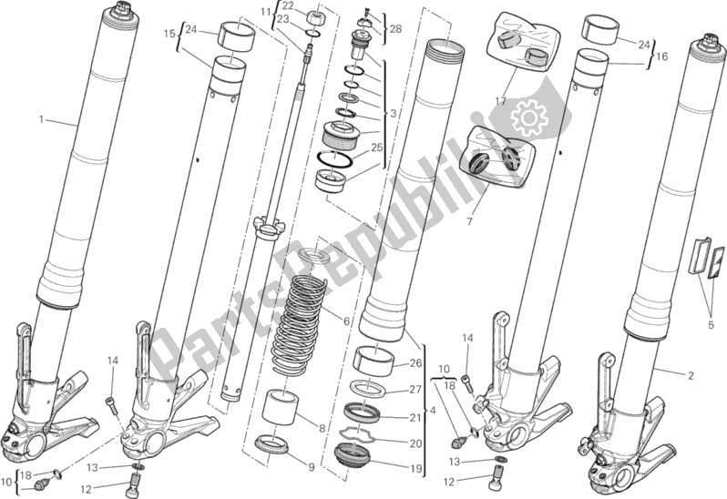 Todas as partes de Garfo Dianteiro do Ducati Diavel AMG USA 1200 2013